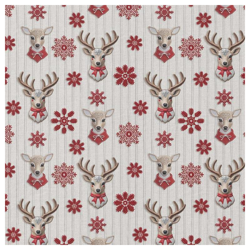 Printed Cotton CERBICHE2 Ecru / Red